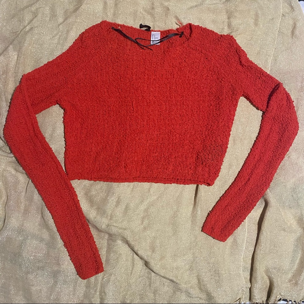 Red cropped long sleeve